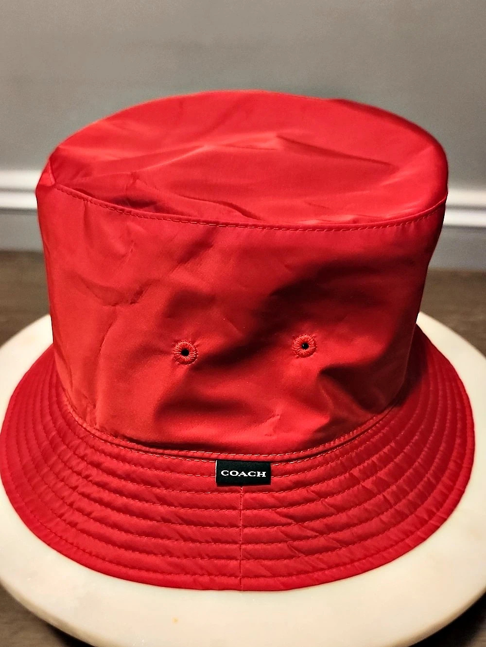 Coach Reversible Signature Bucket Hat in Red & Black
